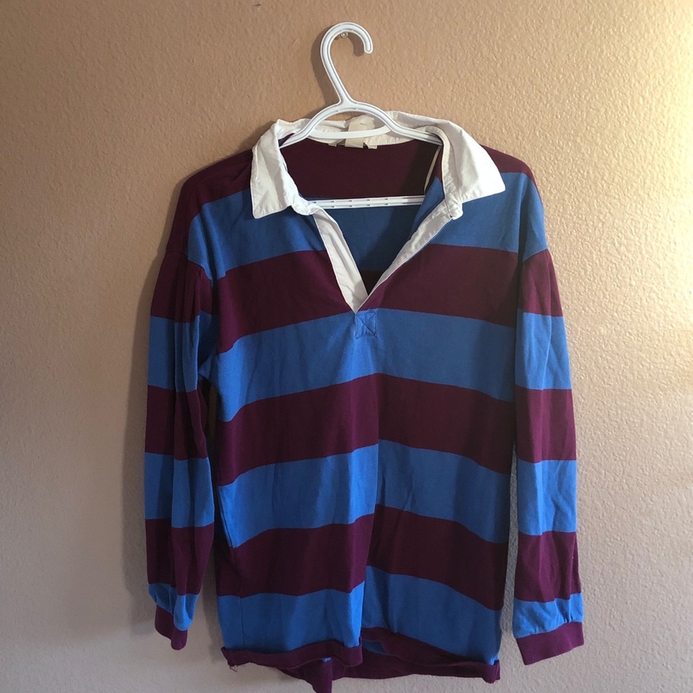 y2k unisex oversized striped polo top
